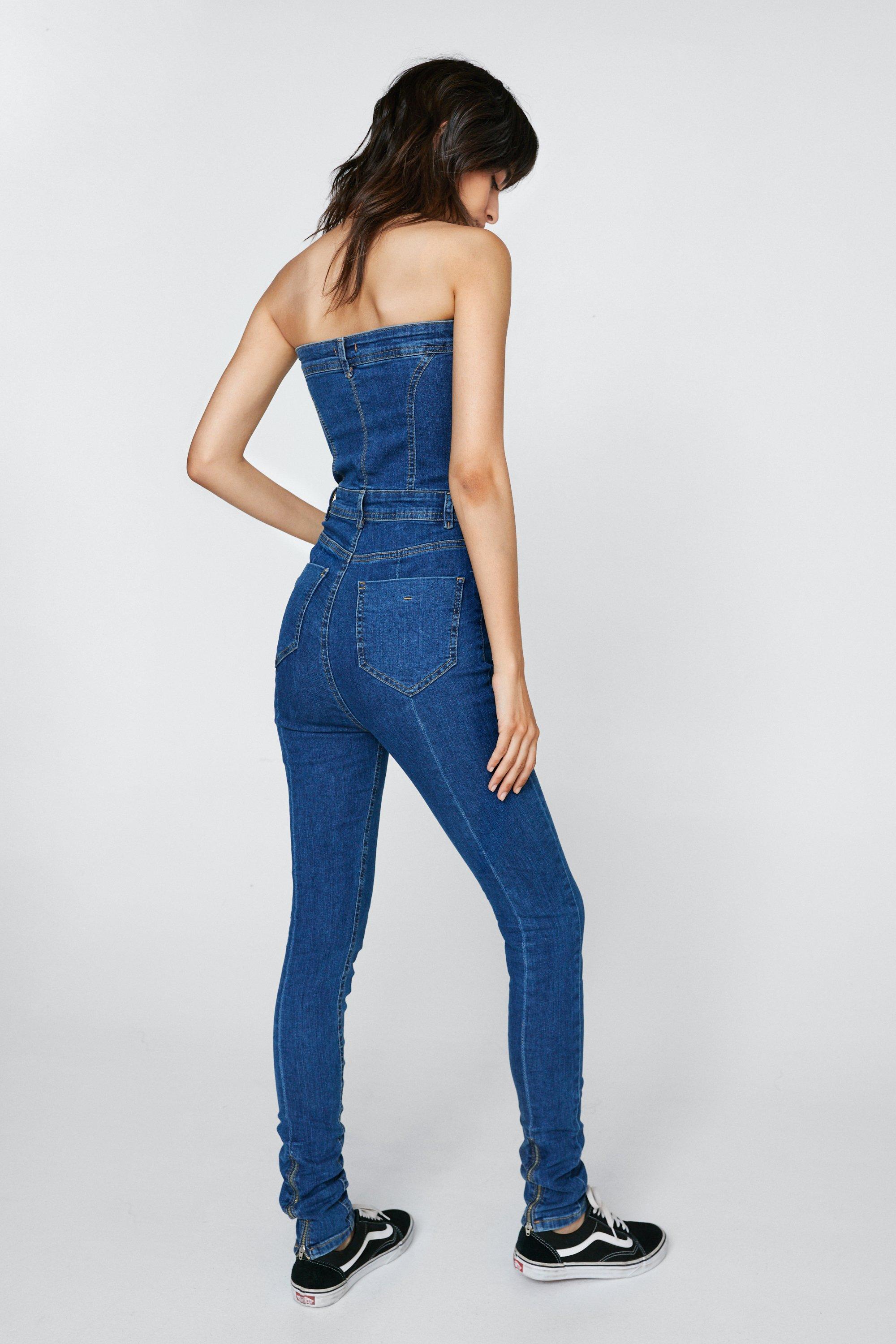 Denim hotsell bodycon jumpsuit